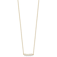 14k 4-5mm Semi-Round White FWC 5 Pearl Bar 19.5in Necklace-XF874-19.5