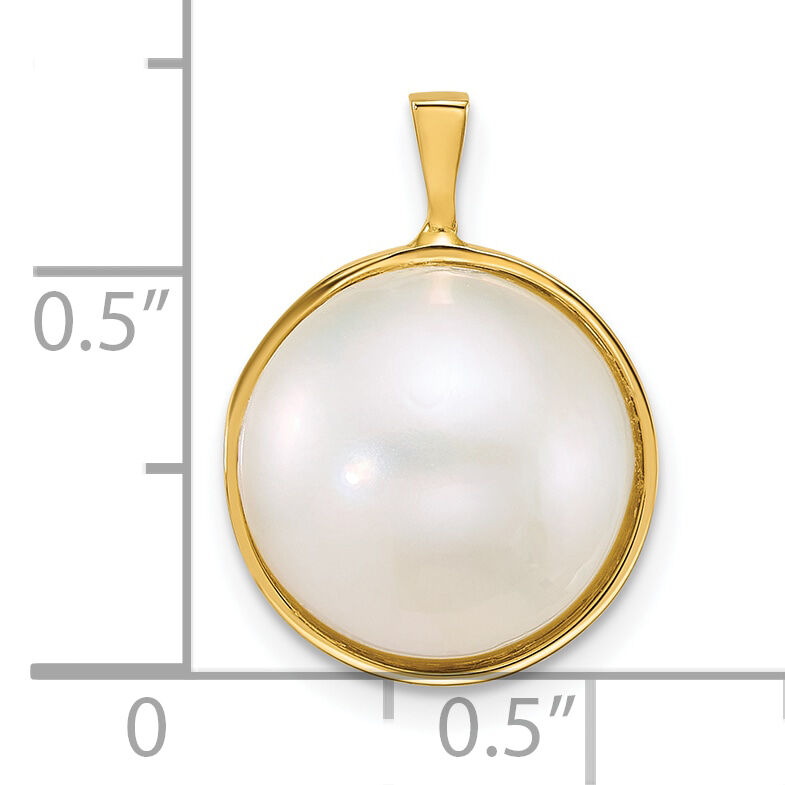 14k 12-13mm Saltwater Cultured Mabe Pearl Pendant-XF876