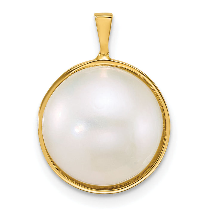 14k 12-13mm Saltwater Cultured Mabe Pearl Pendant-XF876