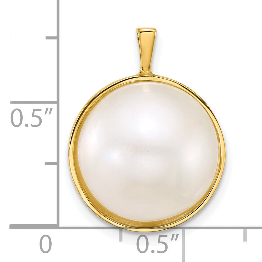 14k 14-15mm Saltwater Cultured Mabe Pearl Pendant-XF877