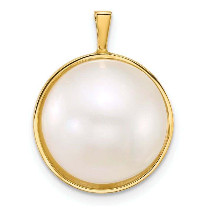 14k 14-15mm Saltwater Cultured Mabe Pearl Pendant-XF877