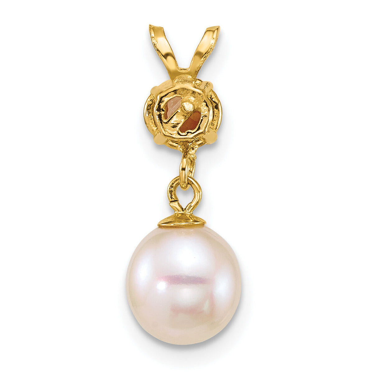 14k 7-8mm Round White FWC Pearl and Citrine Pendant-XF878/CI
