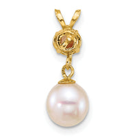 14k 7-8mm Round White FWC Pearl and Citrine Pendant-XF878/CI