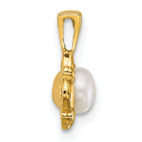 14k Polished 4-5mm Button Freshwater Cultured Pearl Pendant-XF881