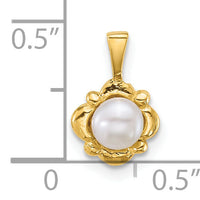 14k Polished 4-5mm Button Freshwater Cultured Pearl Pendant-XF881