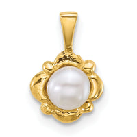 14k Polished 4-5mm Button Freshwater Cultured Pearl Pendant-XF881