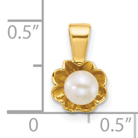 14k Polished 4-5mm Button FW Cultured Pearl Flower Pendant-XF882