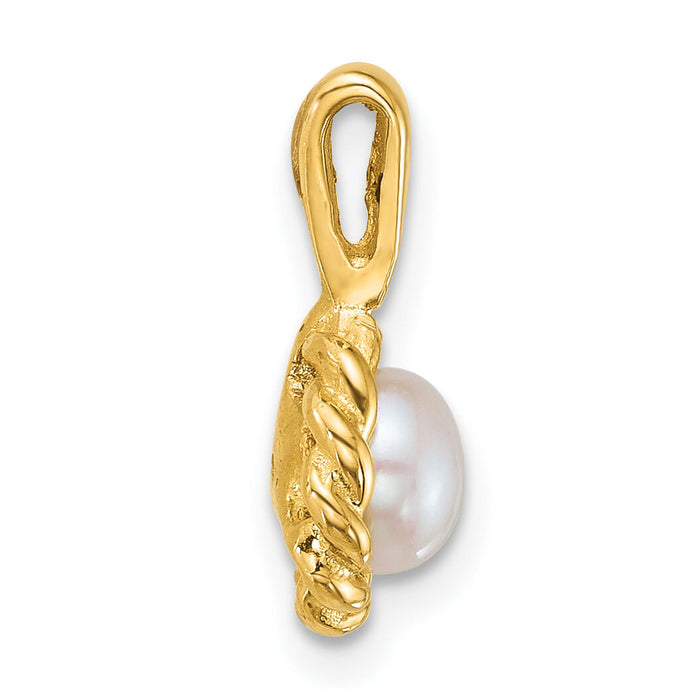 14k Polished 5-6mm Button Freshwater Cultured Pearl Pendant-XF883