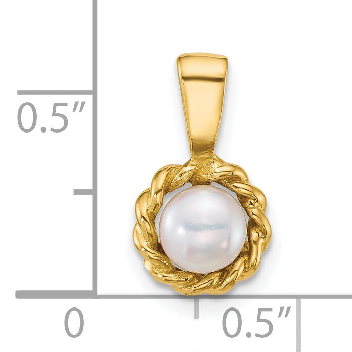 14k Polished 5-6mm Button Freshwater Cultured Pearl Pendant-XF883