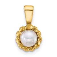 14k Polished 5-6mm Button Freshwater Cultured Pearl Pendant-XF883
