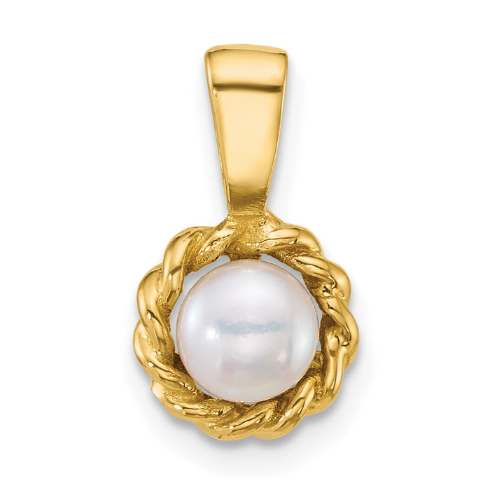 14k Polished 5-6mm Button Freshwater Cultured Pearl Pendant-XF883
