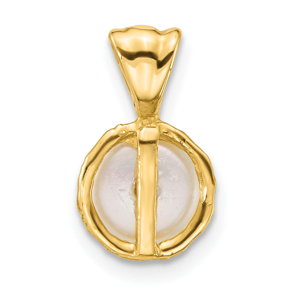 14k Polished 7-8mm Button Freshwater Cultured Pearl Pendant-XF885