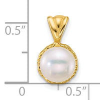 14k Polished 7-8mm Button Freshwater Cultured Pearl Pendant-XF885