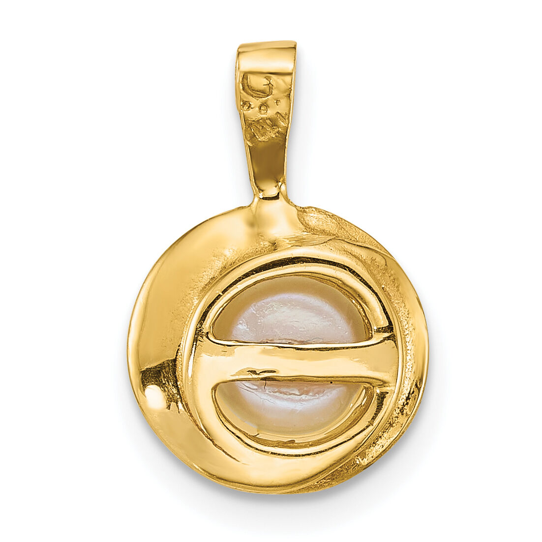 14k Polished 6-7mm Button Freshwater Cultured Pearl Pendant-XF886