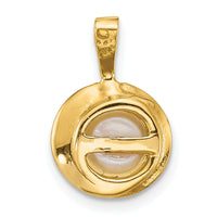 14k Polished 6-7mm Button Freshwater Cultured Pearl Pendant-XF886