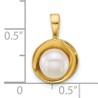 14k Polished 6-7mm Button Freshwater Cultured Pearl Pendant-XF886