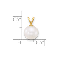 14k 8-9mm Round White Freshwater Cultured Pearl Pendant-XF887