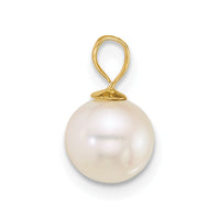 14k 7-8mm Round White Freshwater Cultured Pearl Pendant-XF888