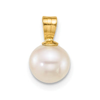 14k 7-8mm Round White Freshwater Cultured Pearl Pendant-XF888