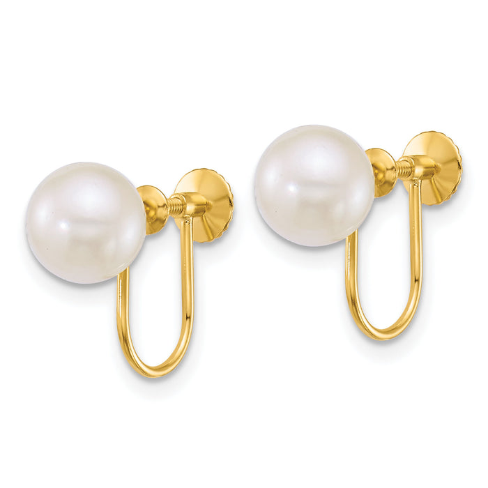 14k 7-8mm Rnd Akoya Saltwater Cultured Pearl Non Pierced Earrings-XF889E
