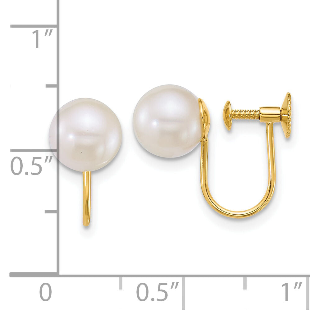 14k 7-8mm Rnd Akoya Saltwater Cultured Pearl Non Pierced Earrings-XF889E