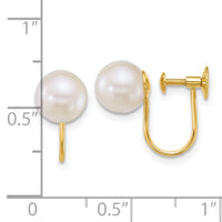 14k 7-8mm Rnd Akoya Saltwater Cultured Pearl Non Pierced Earrings-XF889E