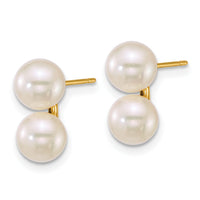 14k 6-7mm White Rnd Akoya Saltwater Cultured Double Pearl Earrings-XF891E