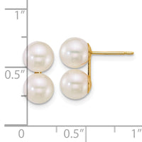 14k 6-7mm White Rnd Akoya Saltwater Cultured Double Pearl Earrings-XF891E