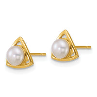 14k Polished 4-5mm Button FW Cultured Pearl Triangle Post Earrings-XF896E