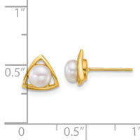 14k Polished 4-5mm Button FW Cultured Pearl Triangle Post Earrings-XF896E