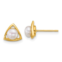 14k Polished 4-5mm Button FW Cultured Pearl Triangle Post Earrings-XF896E