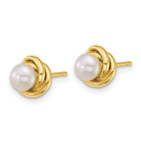 14k 4-5mm Button White Freshwater Cultured Pearl Post Earrings-XF897E