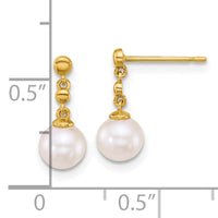 14k Polished Freshwater Cultured Pearl Post Dangle Earrings-XF910E