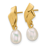 14k Polished 5-7mm Teardrop FW Cultured Pearl Post Dangle Earrings-XF911E