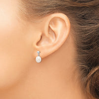 14kw 8-9mm White Rice Freshwater Cultured Pearl Post Dangle Earrings-XFW250E