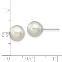 14K White Gold 8-9mm Round Grey Saltwater Akoya Culture Pearl Earrings-XFW292E