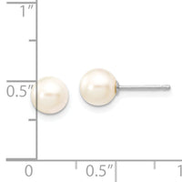14K White Gold 6-7mm Round White Saltwater Akoya Cultured Pearl Earrings-XFW300E