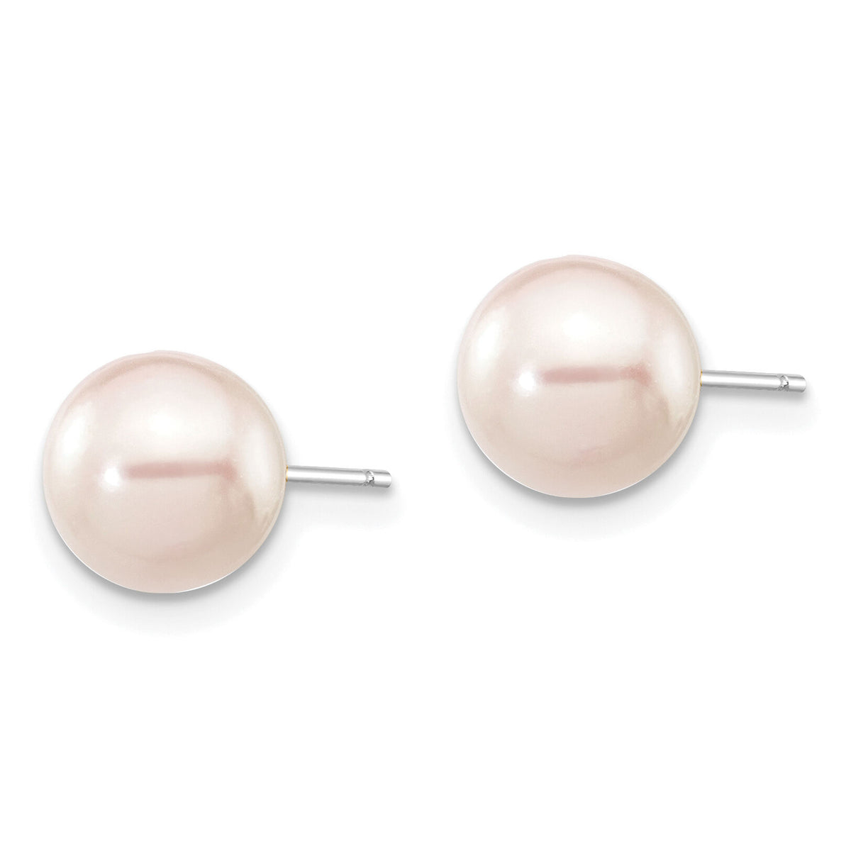 14K White Gold 7-8mm Round White Saltwater Akoya Cultured Pearl Earrings-XFW301E
