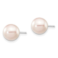 14K White Gold 7-8mm Round White Saltwater Akoya Cultured Pearl Earrings-XFW301E