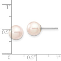 14K White Gold 7-8mm Round White Saltwater Akoya Cultured Pearl Earrings-XFW301E