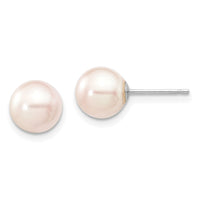 14K White Gold 7-8mm Round White Saltwater Akoya Cultured Pearl Earrings-XFW301E