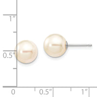 14K White Gold 8-9mm Round White Saltwater Akoya Cultured Pearl Earrings-XFW302E