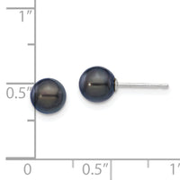 14K White Gold 6-7mm Round Black Saltwater Akoya Cultured Pearl Earrings-XFW333E