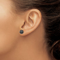 14K White Gold 8-9mm Round Black Saltwater Akoya Cultured Pearl Earrings-XFW348E