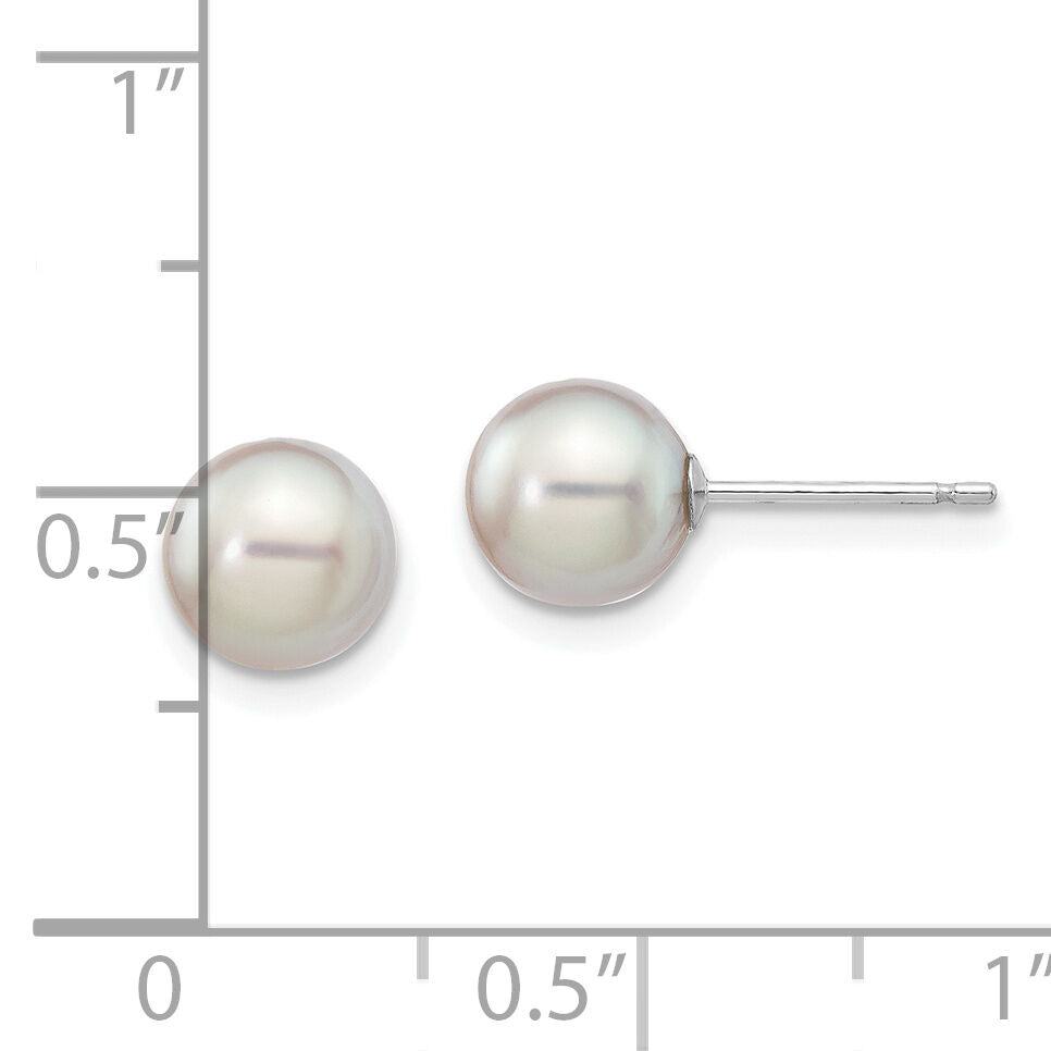 14K White Gold 6-7mm Round Grey Saltwater Akoya Cultured Pearl Earrings-XFW352E