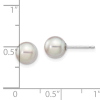 14K White Gold 6-7mm Round Grey Saltwater Akoya Cultured Pearl Earrings-XFW352E