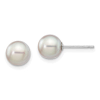 14K White Gold 6-7mm Round Grey Saltwater Akoya Cultured Pearl Earrings-XFW352E