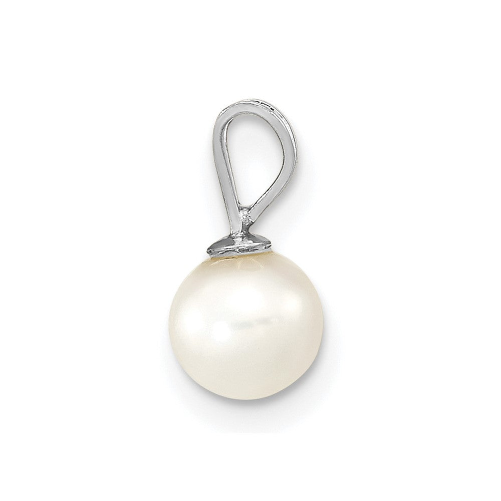 14k WG 5-6mm Round White Freshwater Cultured Pearl Pendant-XFW395