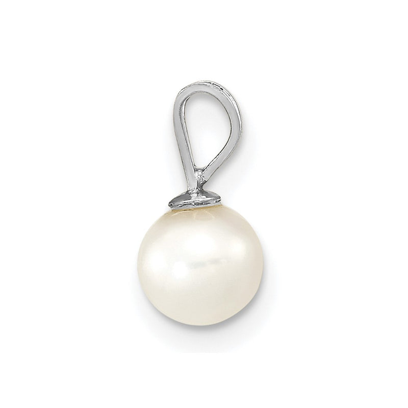 14k WG 5-6mm Round White Freshwater Cultured Pearl Pendant-XFW395