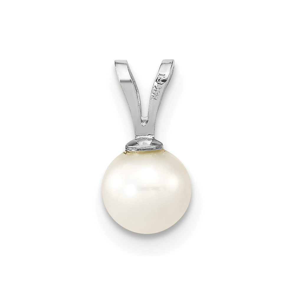 14k WG 5-6mm Round White Freshwater Cultured Pearl Pendant-XFW395